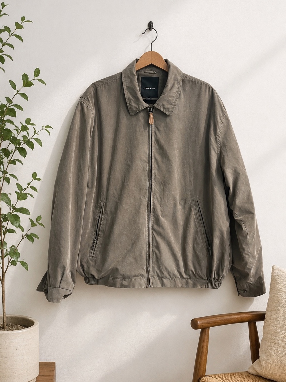 Vintage London Fog Men's Brown Short Coat Jacket‎ Sz L Normcore Corp Casual Golf